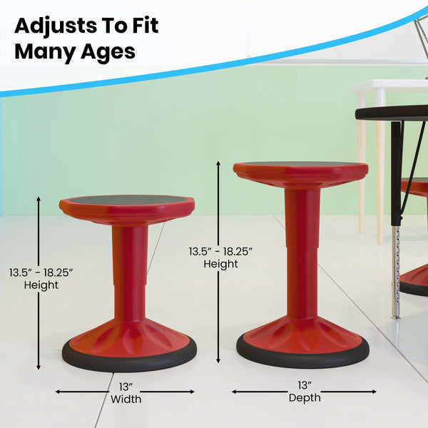 Red |#| Kids Adjustable Height Active Learning Stool for Classroom and Home in Red