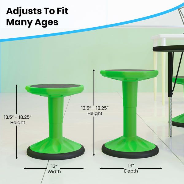 Green |#| Kids Adjustable Height Active Learning Stool for Classroom and Home in Green