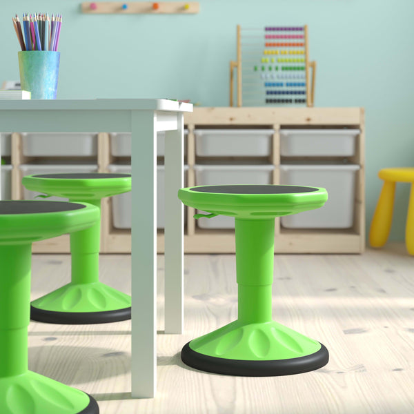 Green |#| Kids Adjustable Height Active Learning Stool for Classroom and Home in Green