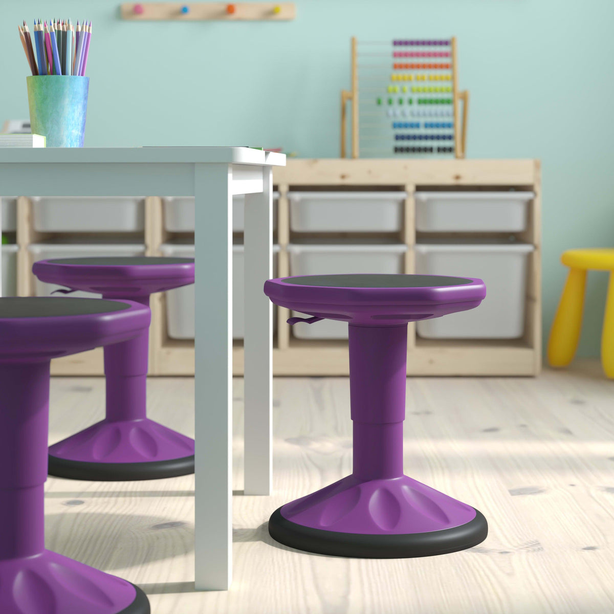 Purple |#| Kids Adjustable Height Active Learning Stool for Classroom and Home in Purple