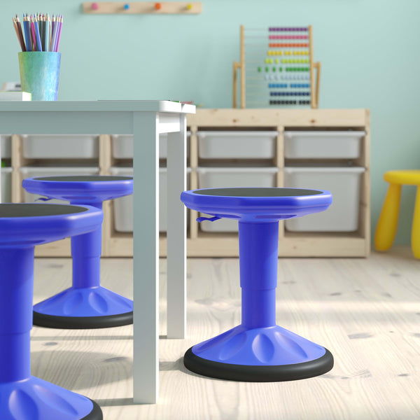 Blue |#| Kids Adjustable Height Active Learning Stool for Classroom and Home in Blue