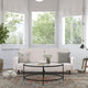 Stone |#| Convertible Split Back Tufted Futon Sofa with Wooden Legs in Stone Faux Linen