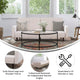 Stone |#| Convertible Split Back Tufted Futon Sofa with Wooden Legs in Stone Faux Linen