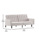 Stone |#| Convertible Split Back Tufted Futon Sofa with Wooden Legs in Stone Faux Linen