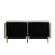 Stone |#| Convertible Split Back Tufted Futon Sofa with Wooden Legs in Stone Faux Linen