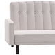 Stone |#| Convertible Split Back Tufted Futon Sofa with Wooden Legs in Stone Faux Linen