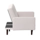 Stone |#| Convertible Split Back Tufted Futon Sofa with Wooden Legs in Stone Faux Linen