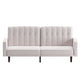Stone |#| Convertible Split Back Tufted Futon Sofa with Wooden Legs in Stone Faux Linen