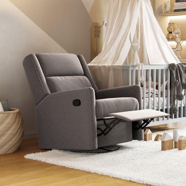 Dark Gray |#| Manual Rocking Recliner Chair with 360° Swivel and Gliding Motion in Dark Gray