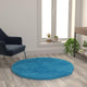 Turquoise,5' Round |#| Extra Soft & Fluffy Turquoise Faux Fur Round Indoor 5' x 5' Plush Area Rug