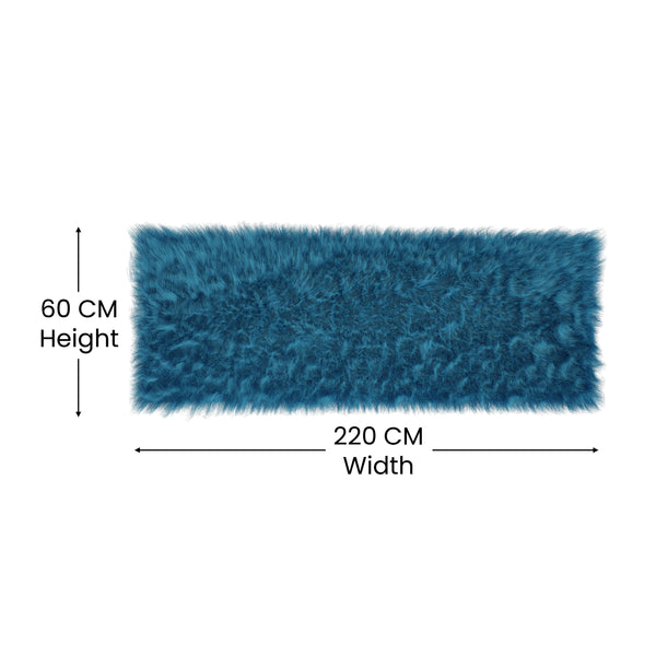 Turquoise,2' x 7' |#| Extra Soft & Fluffy Turquoise Faux Fur Round Indoor 2' x 7' Plush Area Rug