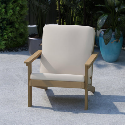 Charlestown All-Weather Poly Resin Wood Adirondack Style Deep Seat Patio Club Chair with Cushions - View 2