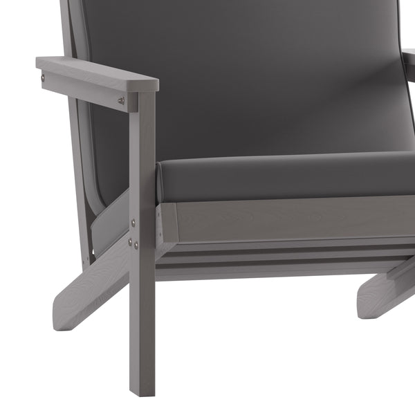 Gray |#| All-Weather Poly Resin Adirondack Style Chair & Cushions - Gray/Gray