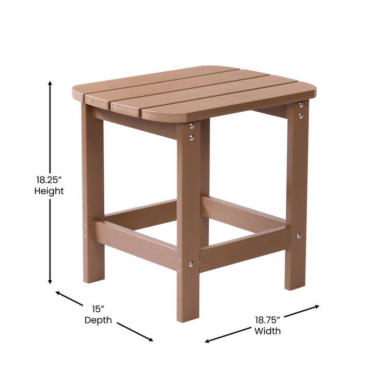 Natural Cedar |#| All-Weather Poly Resin Adirondack Side Table in Natural Cedar - Patio Table