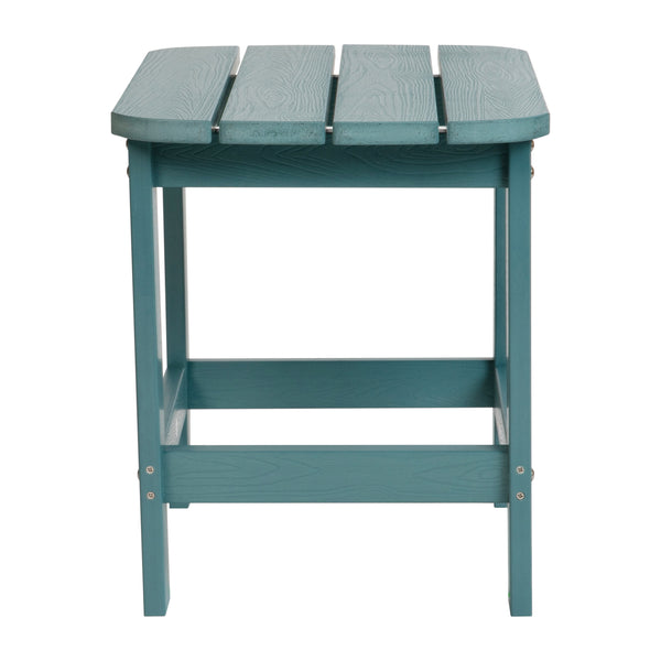 Teal |#| All-Weather Poly Resin Adirondack Side Table in Teal - Patio Table