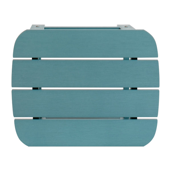 Teal |#| All-Weather Poly Resin Adirondack Side Table in Teal - Patio Table