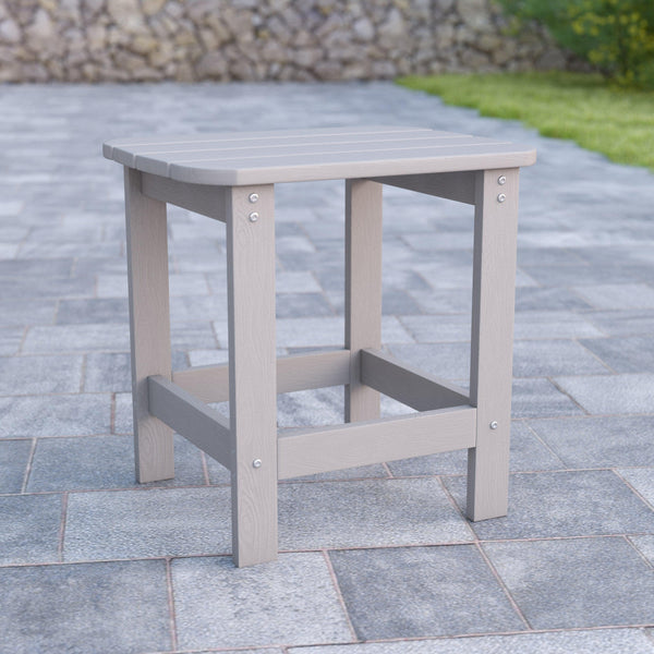 Gray |#| All-Weather Poly Resin Adirondack Side Table in Gray - Patio Table