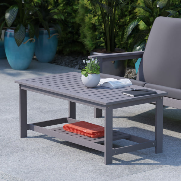 Gray |#| Indoor/Outdoor Poly Resin 2-Tier Adirondack Coffee Table - Gray