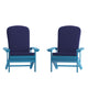 Blue |#| Indoor/Outdoor Blue Adirondack Chairs with Blue Cushions - Set of 2
