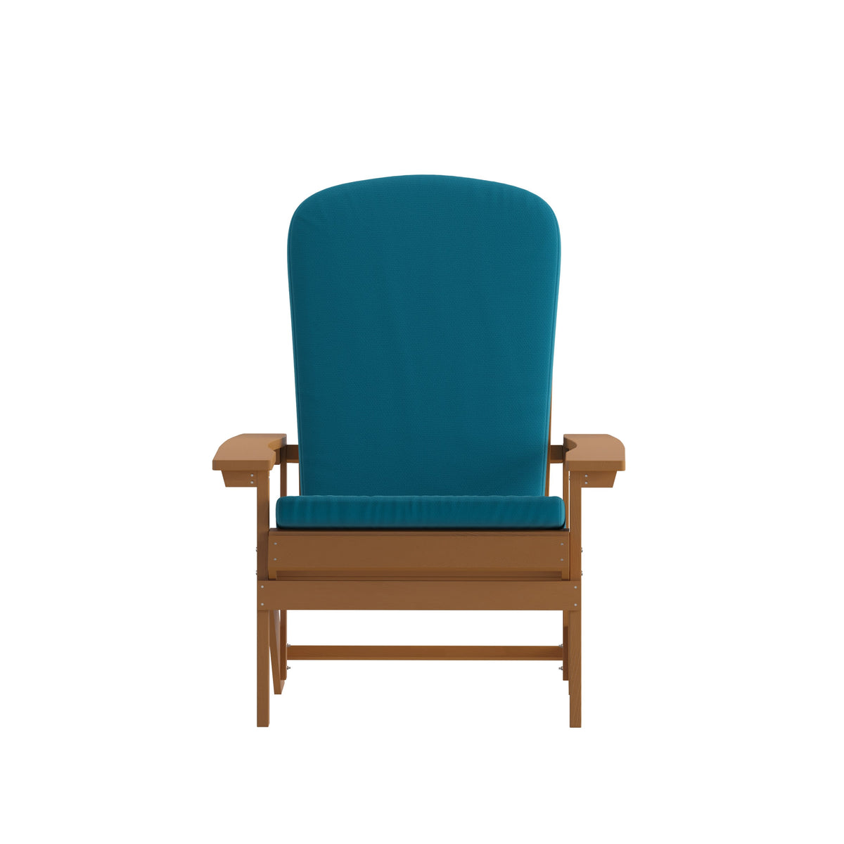 Teak/Teal |#| Indoor/Outdoor Teak Adirondack Chairs with Teal Cushions - Set of 2