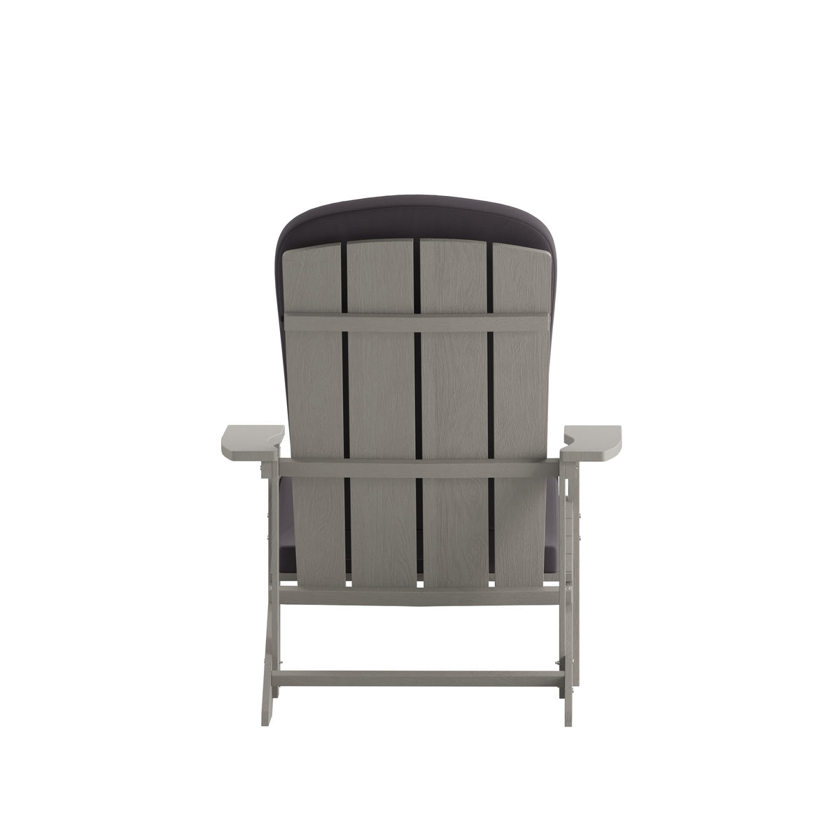 Gray |#| Indoor/Outdoor Light Gray Adirondack Chairs with Gray Cushions - Set of 2