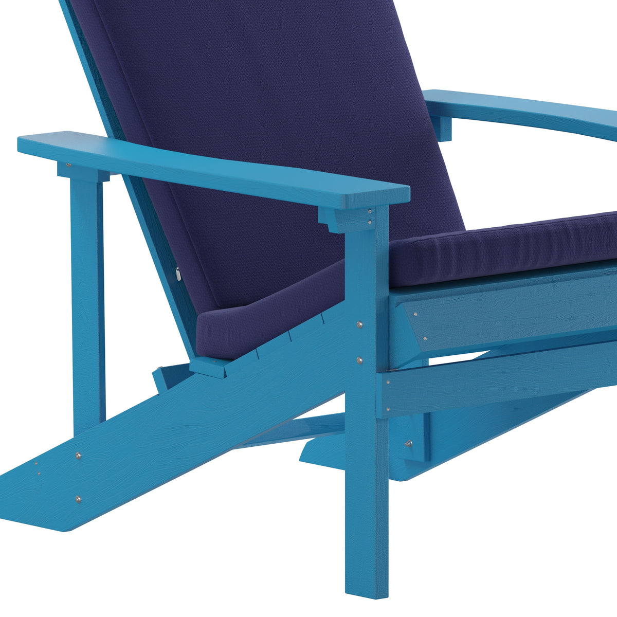 Blue |#| Indoor/Outdoor Blue Adirondack Chairs with Blue Cushions - Set of 2