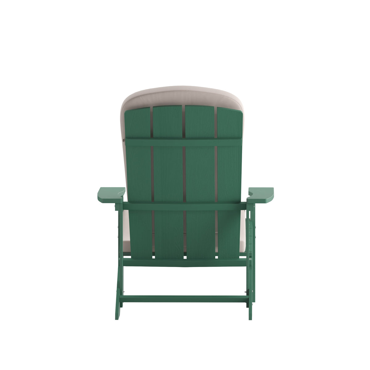 Green/Cream |#| Indoor/Outdoor Green Adirondack Chairs with Cream Cushions - Set of 2