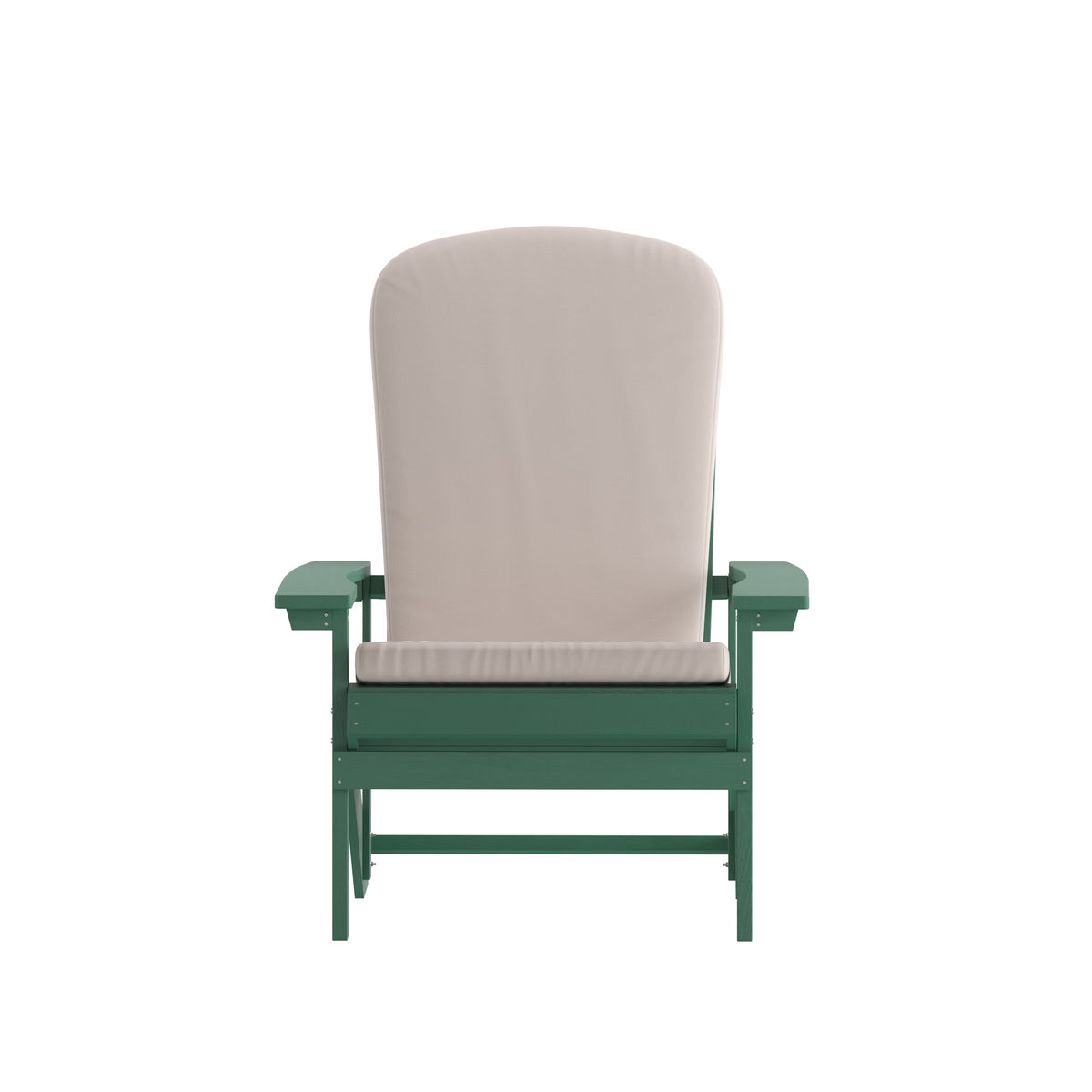 Green/Cream |#| Indoor/Outdoor Green Adirondack Chairs with Cream Cushions - Set of 2