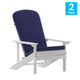 White/Blue |#| Indoor/Outdoor Green Adirondack Chairs with Blue Cushions - Set of 2