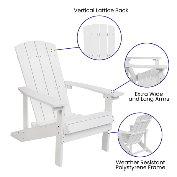 White/Gray |#| Indoor/Outdoor White Adirondack Chairs with Gray Cushions - Set of 2