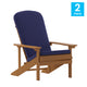 Teak/Blue |#| Indoor/Outdoor Teak Adirondack Chairs with Blue Cushions - Set of 2