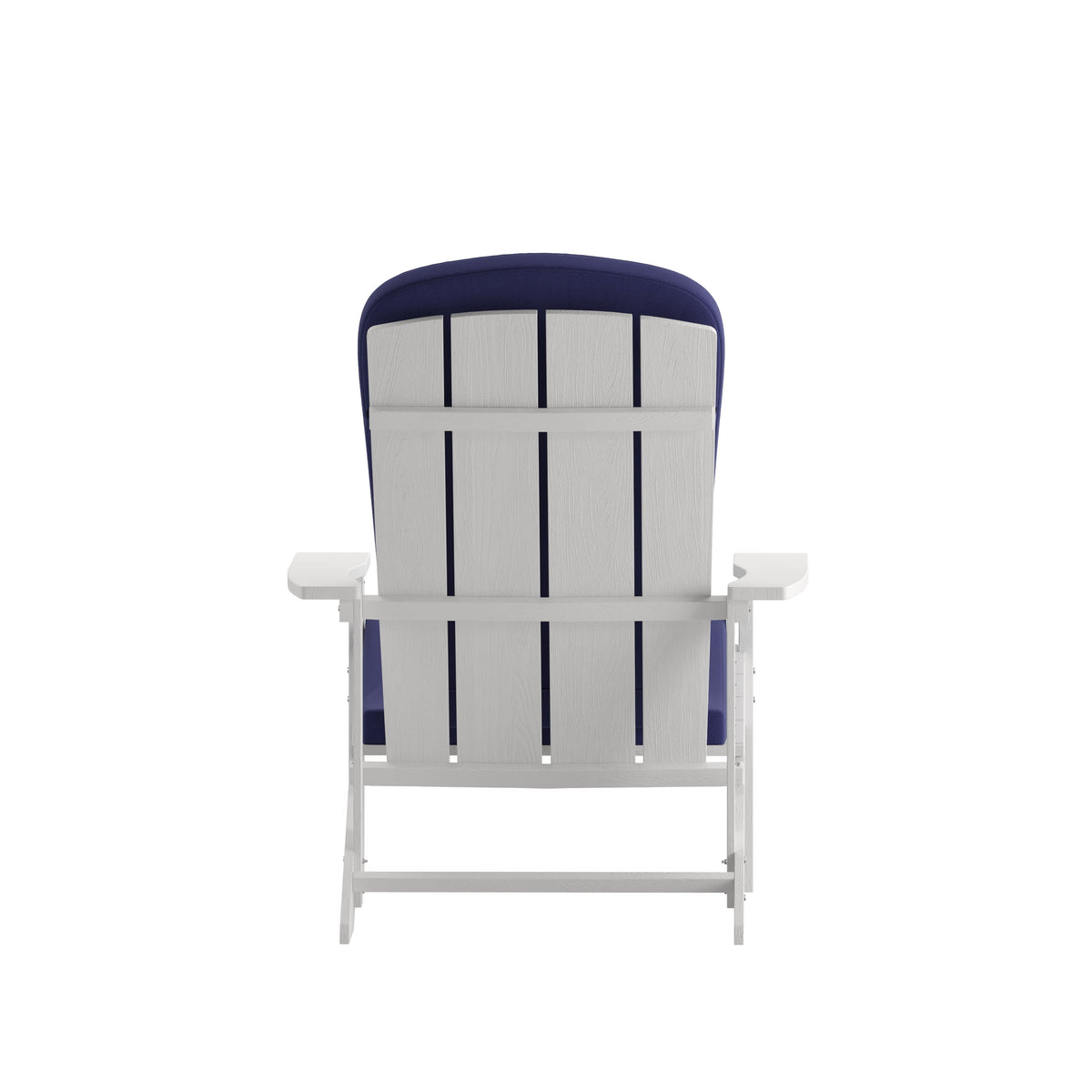 White/Blue |#| Indoor/Outdoor Green Adirondack Chairs with Blue Cushions - Set of 2