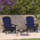 Slate Gray/Blue |#| Indoor/Outdoor Slate Gray Adirondack Chairs with Blue Cushions - Set of 2