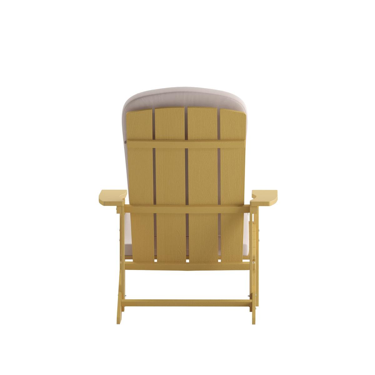 Yellow/Cream |#| Indoor/Outdoor Yellow Adirondack Chairs with Cream Cushions - Set of 2