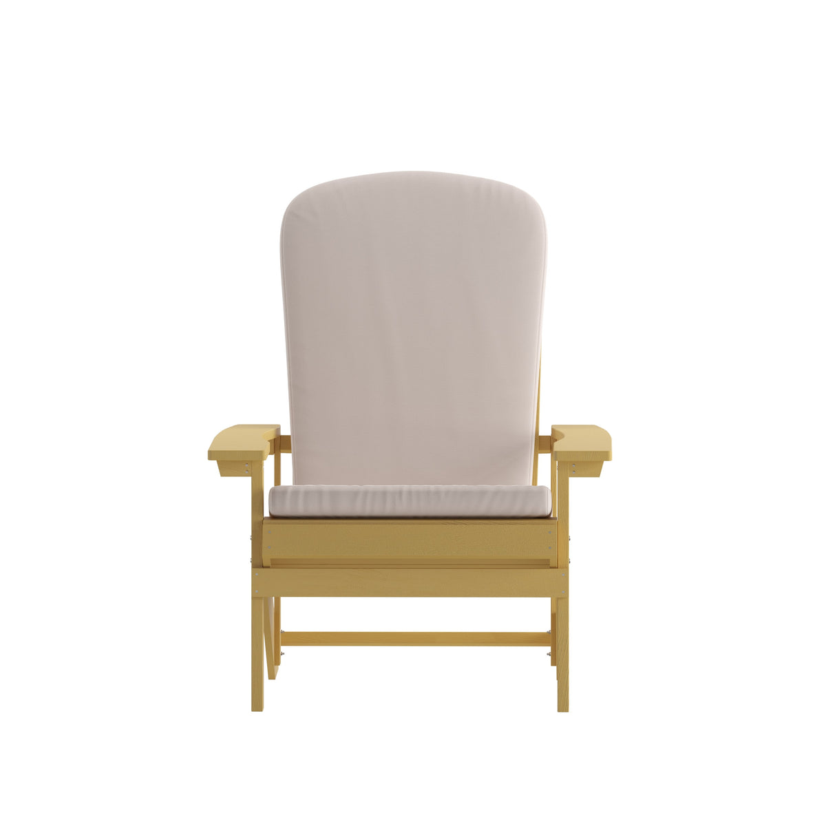 Yellow/Cream |#| Indoor/Outdoor Yellow Adirondack Chairs with Cream Cushions - Set of 2