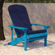 Blue |#| Indoor/Outdoor Blue Adirondack Chairs with Blue Cushions - Set of 2