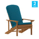 Teak/Teal |#| Indoor/Outdoor Teak Adirondack Chairs with Teal Cushions - Set of 2