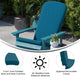 White/Teal |#| Indoor/Outdoor White Folding Adirondack Chairs with Teal Cushions - Set of 2