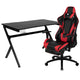 Gaming Desk & Ergonomic Gaming Chair with Footrest & Detachable Pillow Headrest