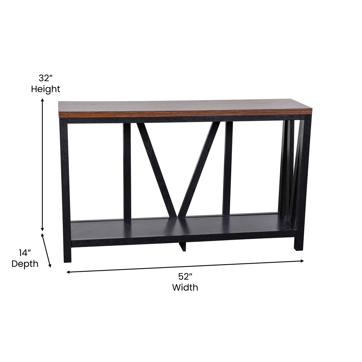 Walnut Top/Black Frame |#| Farmhouse Style Rustic Entryway Console Table - Black/Walnut Finish Top