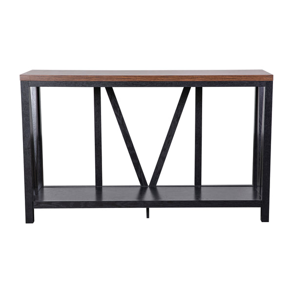 Walnut Top/Black Frame |#| Farmhouse Style Rustic Entryway Console Table - Black/Walnut Finish Top