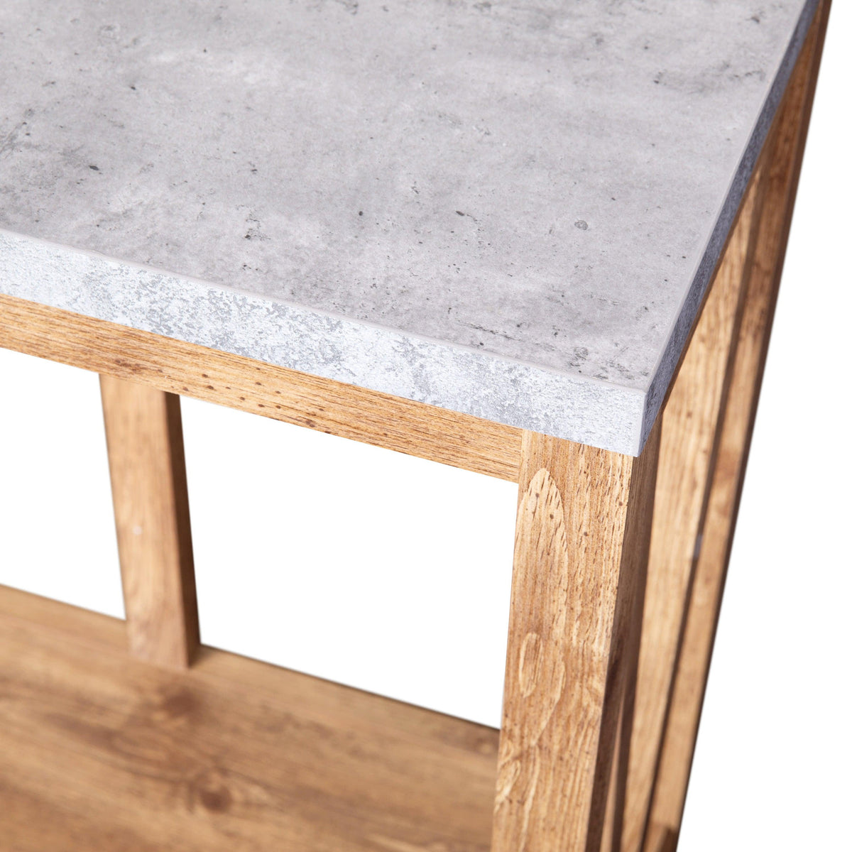 Concrete Top/Warm Oak Frame |#| Farmhouse Style Rustic Entryway Console Table - Warm Oak/Concrete Finish Top