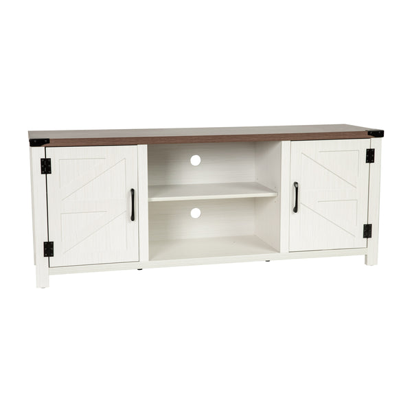 White |#| 59 Inch Barn Door TV Stand Fits up to 65inch TV's-White Wash with Adjustable Shelf