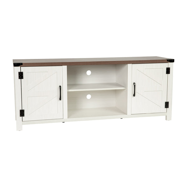 White |#| 59 Inch Barn Door TV Stand Fits up to 65" TV's-White Wash with Adjustable Shelf