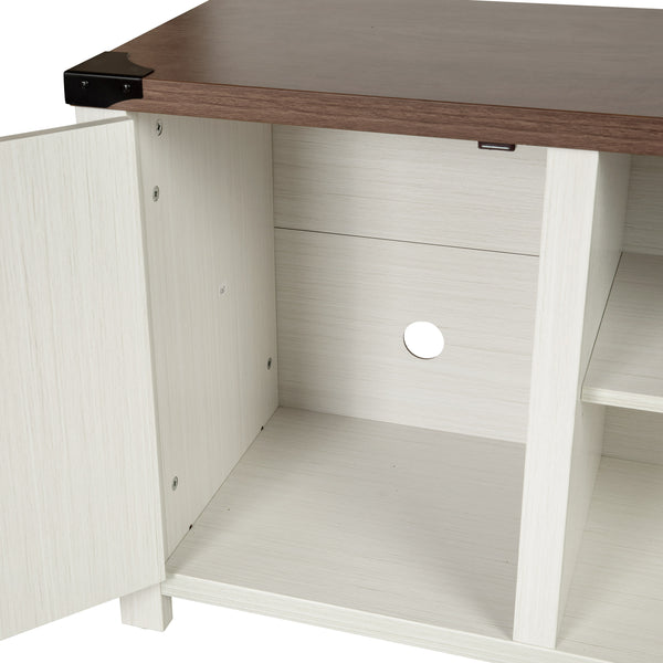 White |#| 59 Inch Barn Door TV Stand Fits up to 65" TV's-White Wash with Adjustable Shelf