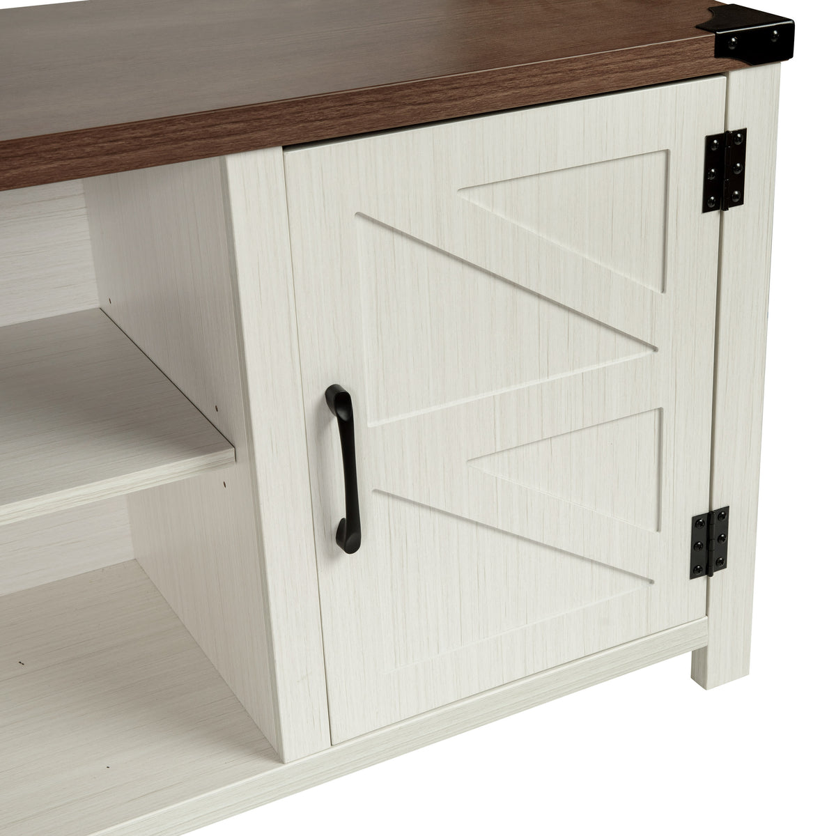 White |#| 59 Inch Barn Door TV Stand Fits up to 65" TV's-White Wash with Adjustable Shelf