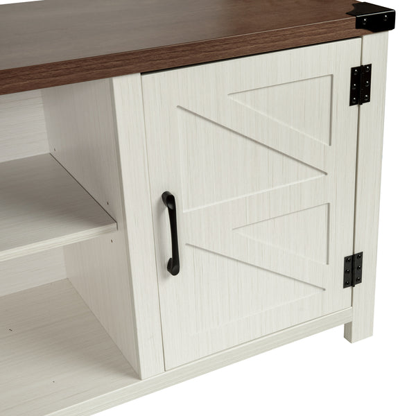 White |#| 59 Inch Barn Door TV Stand Fits up to 65" TV's-White Wash with Adjustable Shelf