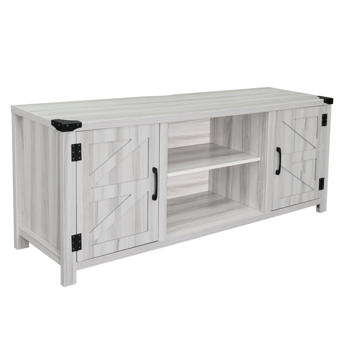 Light Gray |#| 58 Inch Barn Door TV Stand Fits up to 65" TV's-LT GY Wash with Adjustable Shelf