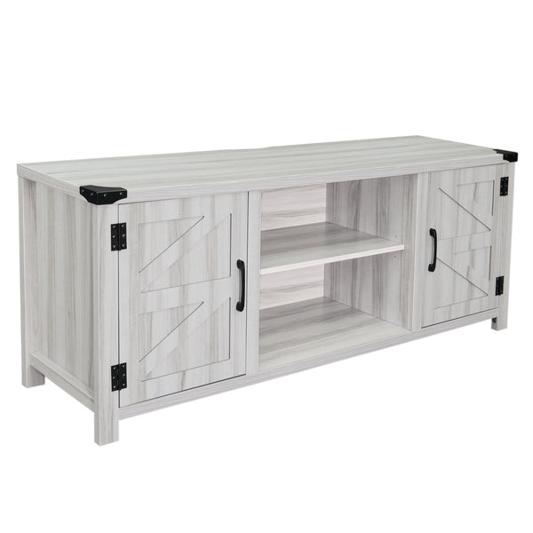 Light Gray |#| 58 Inch Barn Door TV Stand Fits up to 65" TV's-LT GY Wash with Adjustable Shelf