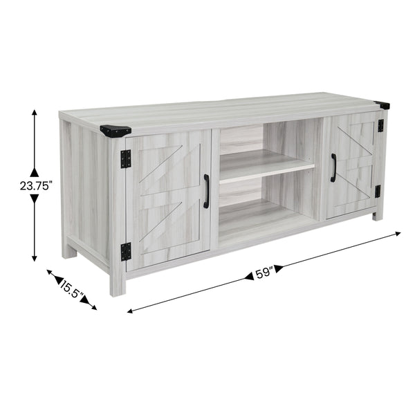 Light Gray |#| 58 Inch Barn Door TV Stand Fits up to 65" TV's-LT GY Wash with Adjustable Shelf